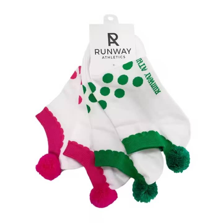 Socks - Pom Pom Sock Set - Pink & Green