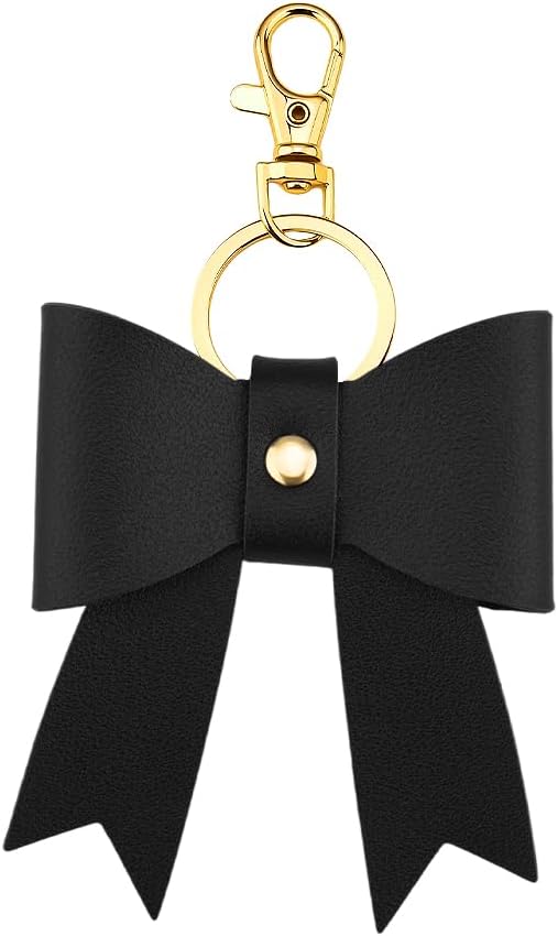 Black Leather Bow Keychain