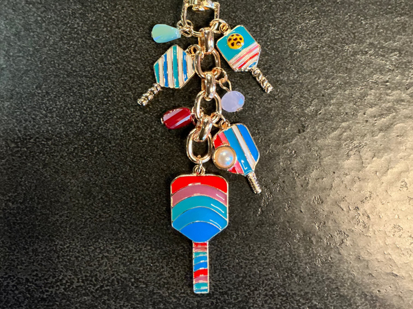 Pickleball Paddle Charm Keychain