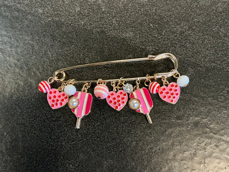 Safety Pin Pickleball Keychain