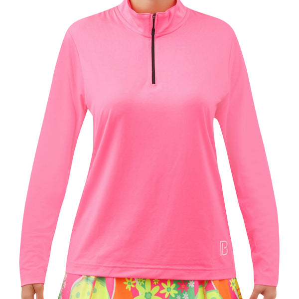Pickleball Bella 1/4 Zip Long Sleeve Hot Pink