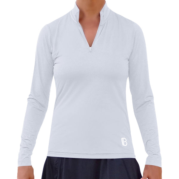 Pickleball Bella 1/4 Zip Long Sleeve Classic White
