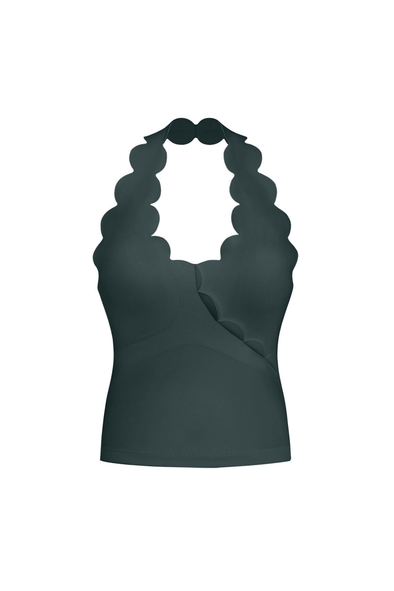 Wiskii Riviera Scallop Halter Bra Tank