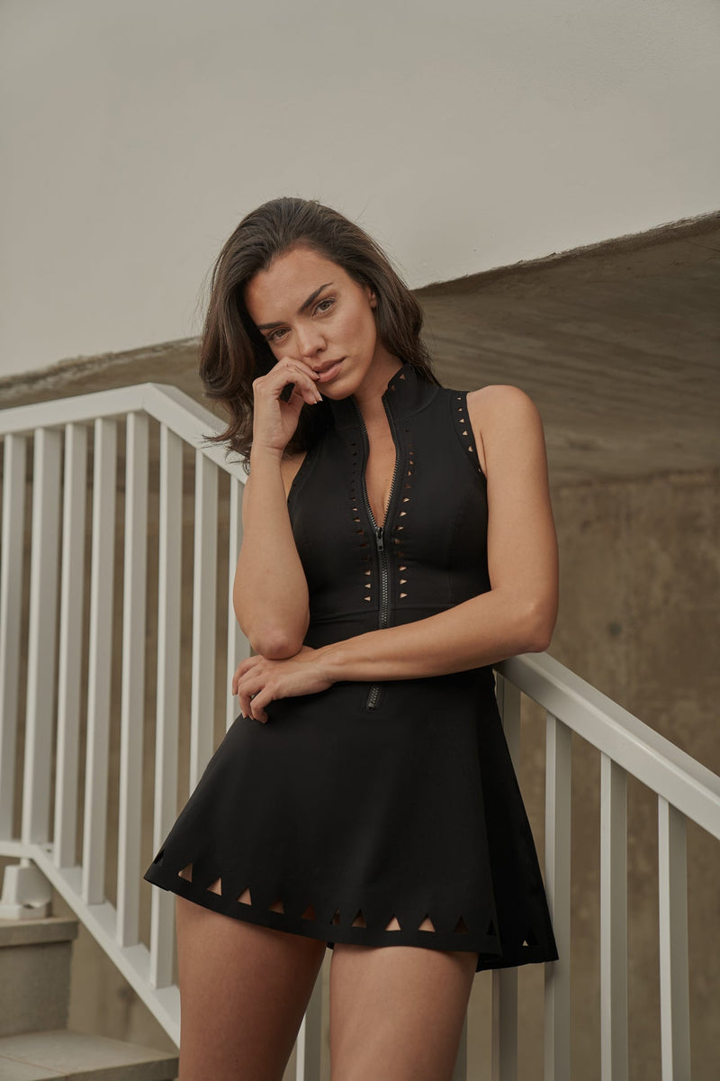 Wiskii Lavish Laser Cut Zip Dress