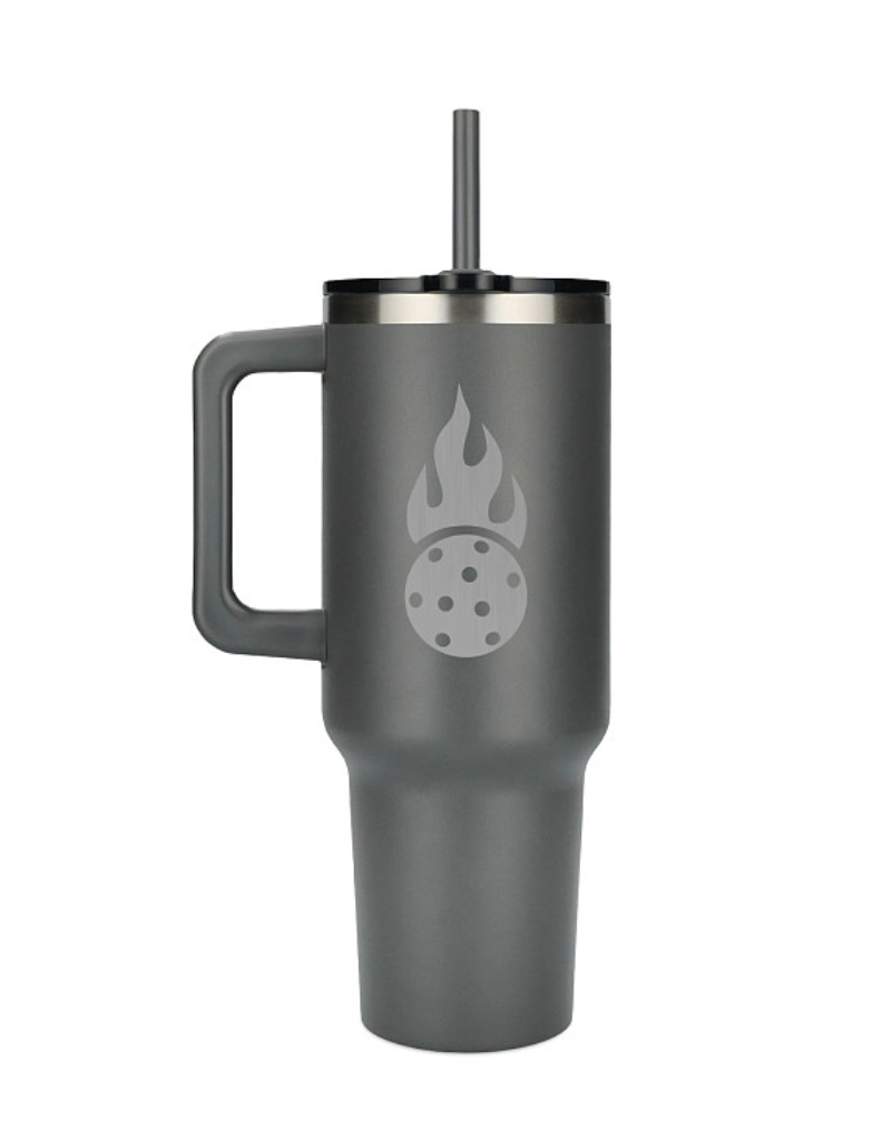 Hot Shots Flaming Pickleball Logo Tumbler EasySip 40 oz