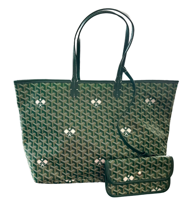 Pickleball Tote - The Whimsy Green with White Paddles
