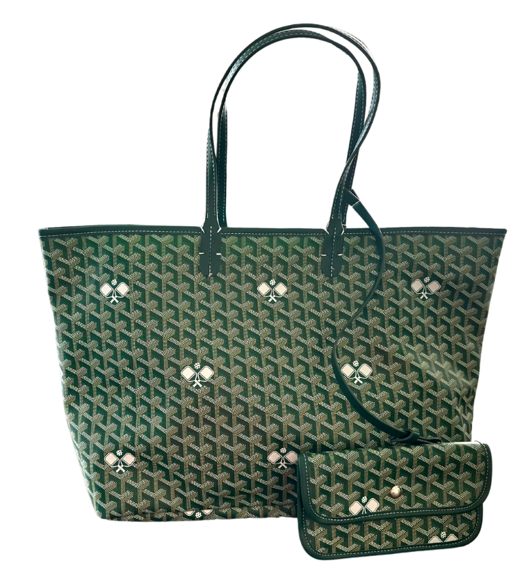 Pickleball Tote - The Whimsy Green with White Paddles