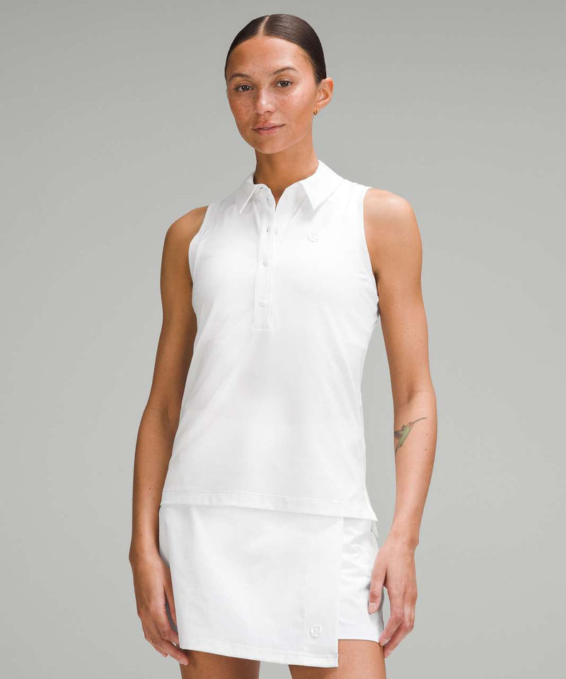 Lululemon Quick Dry Sleeveless Polo Shirt *Straight Hem - White
